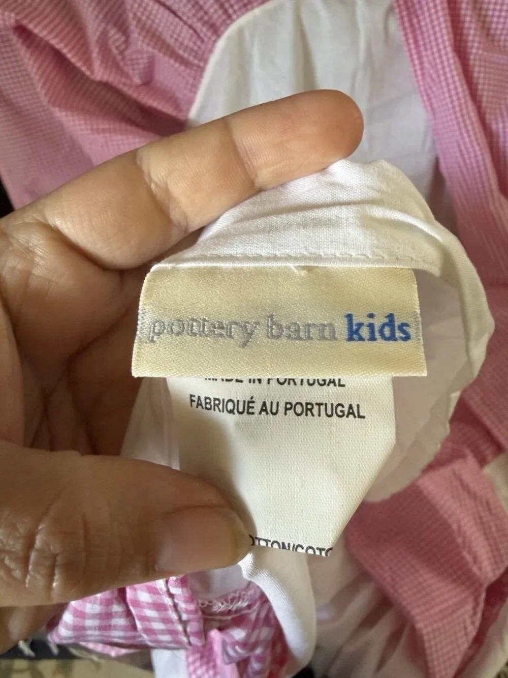 Pottery Barn Kids Pink Full Deux Places Cotton Gingham Ruffle Bed Skirt Farmhous